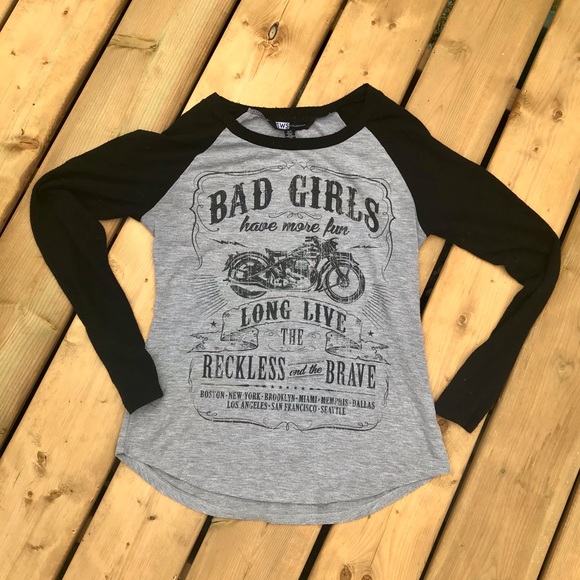 Grey & Black Long Sleeve: Bad Girls Have More Fun - Picture 1 of 3